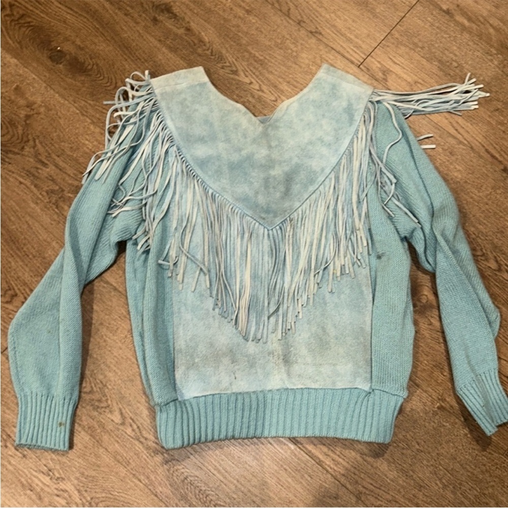 Pioneer Fringe Detail Blue Sweater